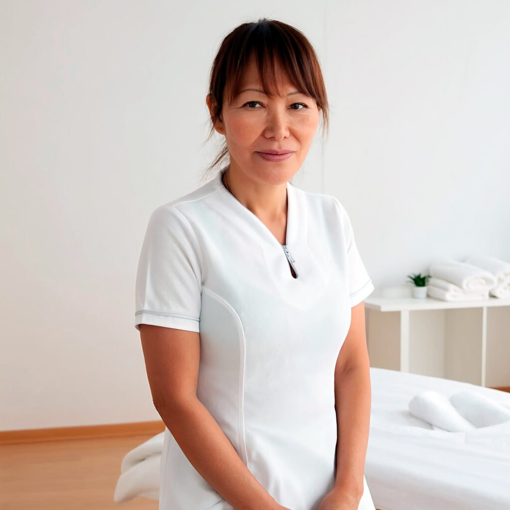 Emilia Schmid, Inhaberin von Harmonie Haus in Rapperswil-Jona, im Massageraum – professionelle, herzliche und achtsame Betreuung.